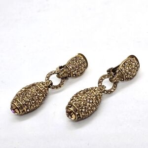 Vintage Signed Tara Earrings Vintage Gold Tone with Champagne Crystals 2 inches